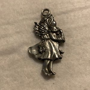 Precious antique Metal Charm/Medallion of a Young Angel Holding a cat